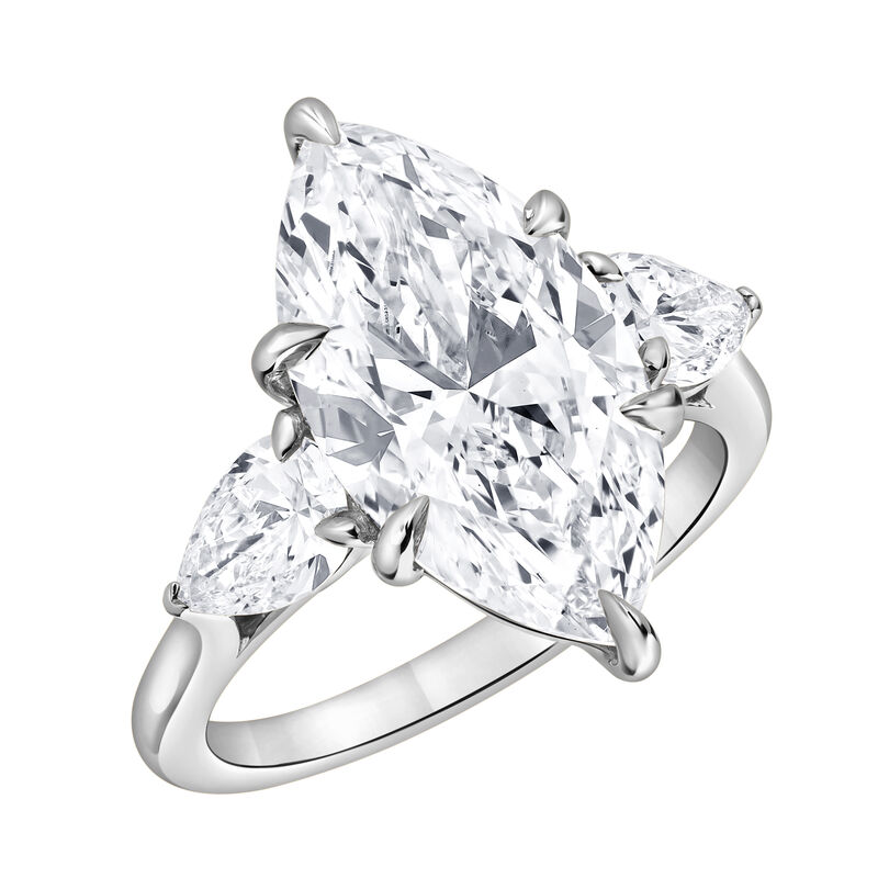 Marquise Lab Grown Diamond 6ctw. Three Stone Engagement Ring in 14k White Gold image number null